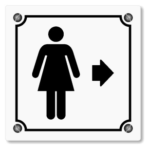 WC ženy vpravo, 100x100mm, bílá, Kansas